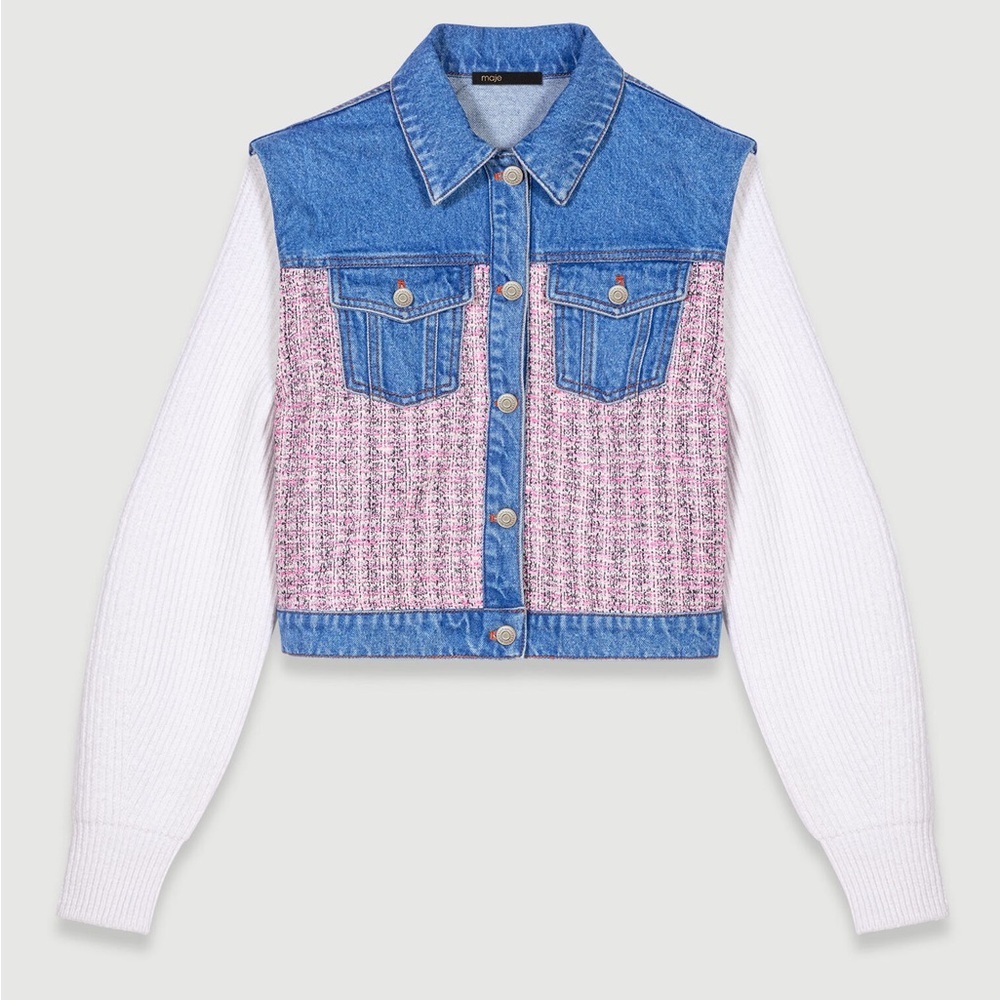 Maje denim and tweed jacket